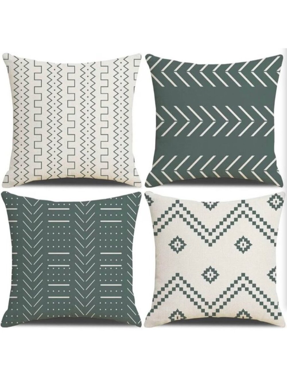 NEW Set of 4 Boho Geometric Throw Pillow Covers 24” x 24”
